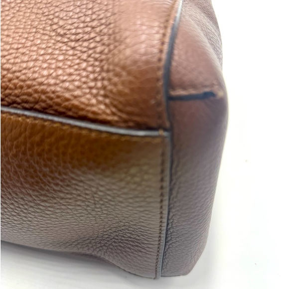 Auth Gucci Large Brown Pebbled Leather Lady Tassel Top Handle Tote Bag Preloved - Picture 8 of 15